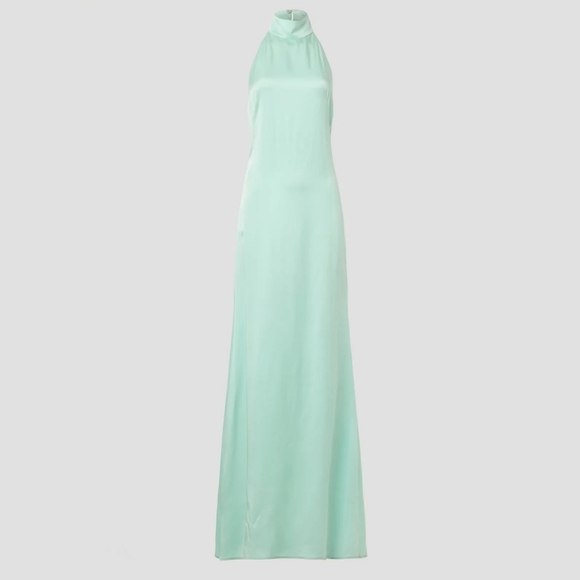 LAPOINTE Womens Satin Halter Maxi Gown, Seafoam Green Blue, Size 8, Retail $1490 - Picture 6 of 15